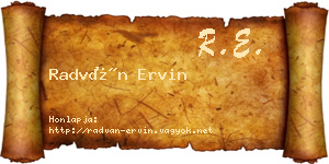 Radván Ervin névjegykártya