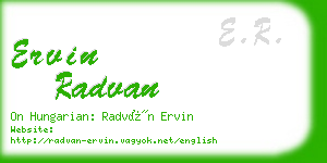 ervin radvan business card